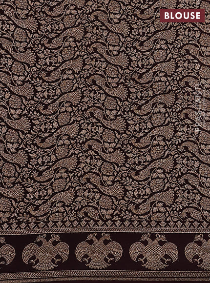 Banarasi crepe saree orange and brown with woven buttas and woven border