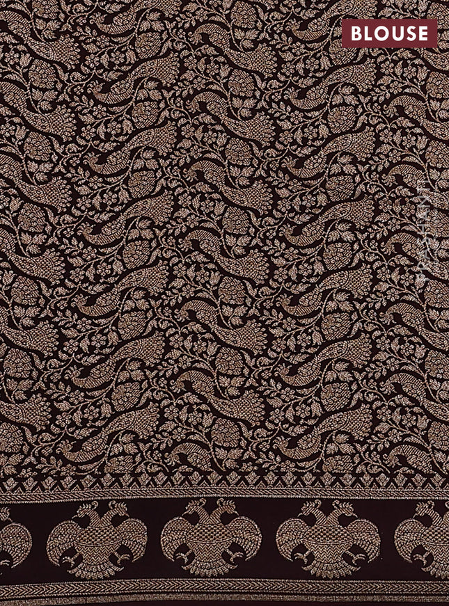 Banarasi crepe saree orange and brown with woven buttas and woven border