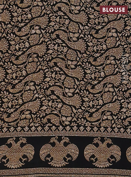 Banarasi crepe saree lime yellow and black with woven buttas and woven border