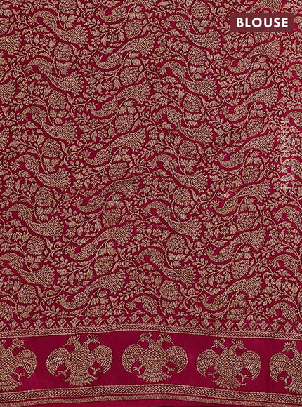 Banarasi crepe saree blue and pink with woven buttas and woven border