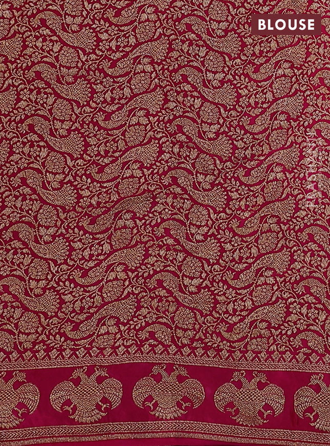 Banarasi crepe saree blue and pink with woven buttas and woven border