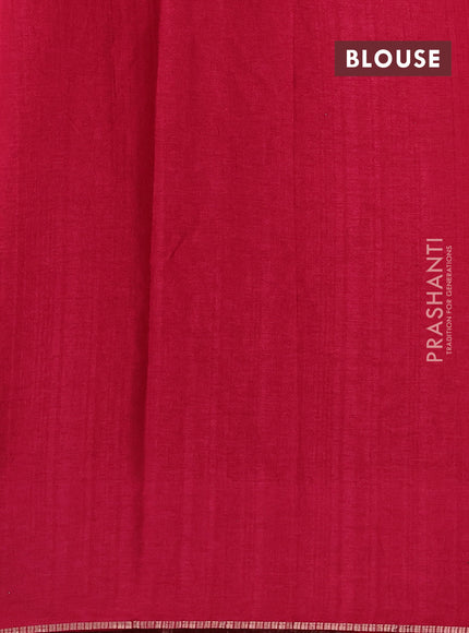 Semi tussar saree pink with allover zari checked pattern and embroidery border