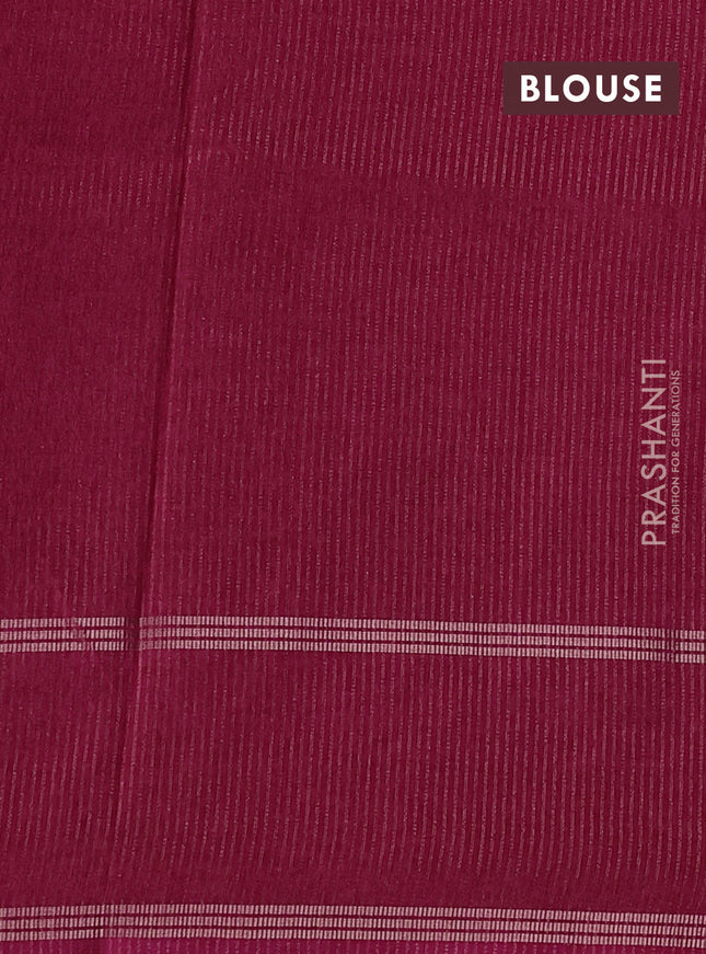 Semi tussar saree pink with zari woven buttas and zari woven embroidery butta border