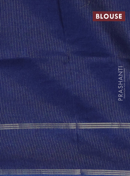 Semi tussar saree navy blue with zari woven buttas and zari woven embroidery butta border