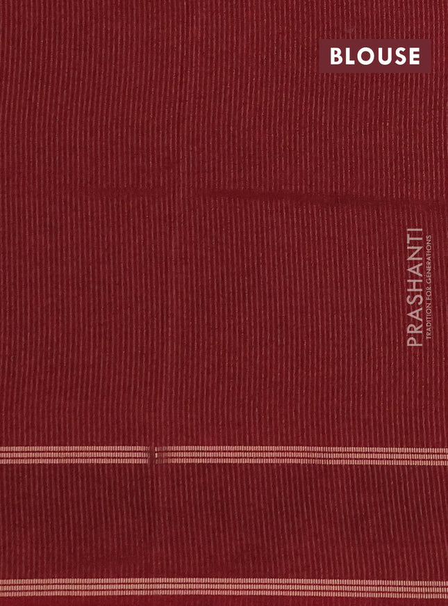Semi tussar saree maroon with zari woven buttas and zari woven embroidery butta border