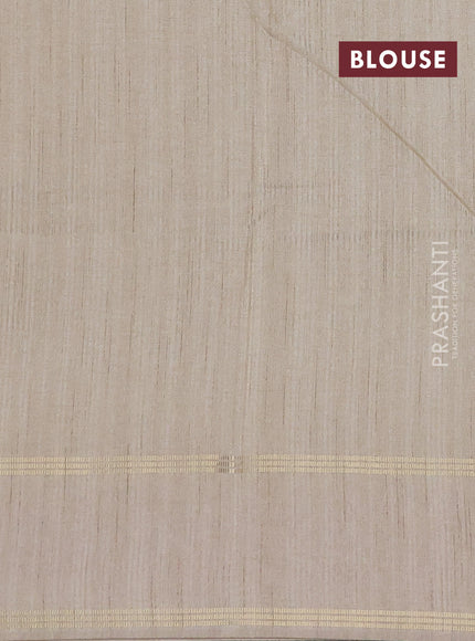 Semi tussar saree beige with zari woven buttas and zari woven embroidery butta border