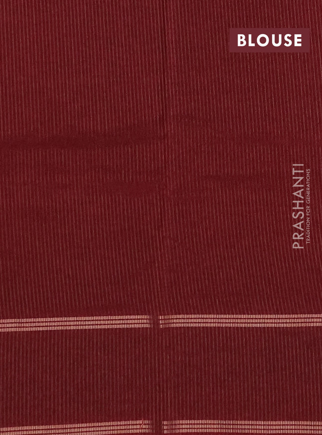 Semi tussar saree maroon with zari woven buttas and zari woven embroidery butta border