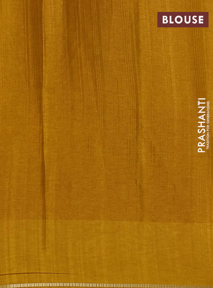 Semi tussar saree mustard yellow with allover zari checked pattern and embroidery border