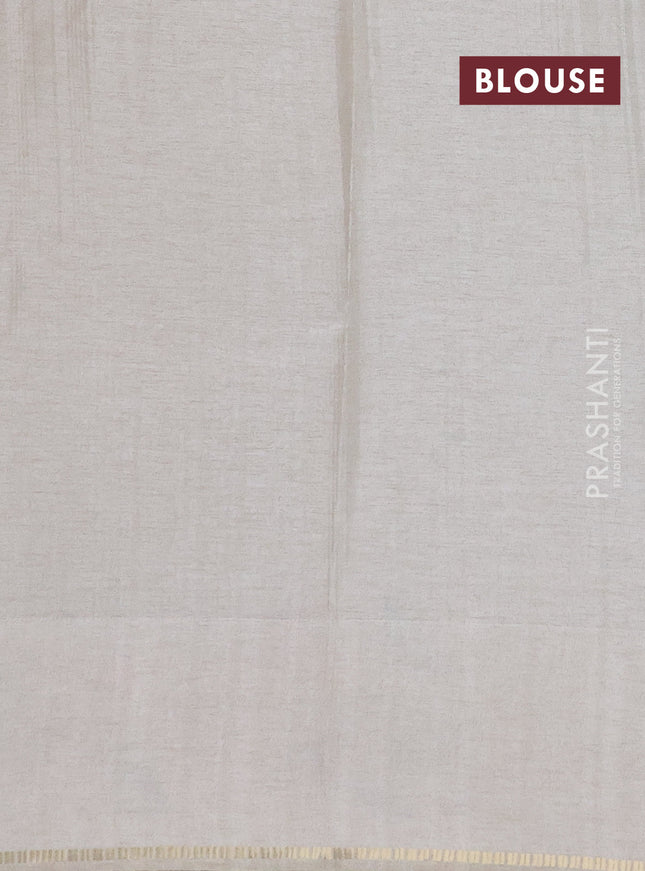 Semi tussar saree sandal with allover zari checked pattern and embroidery border