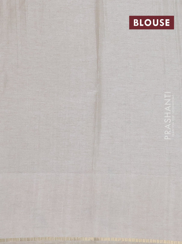 Semi tussar saree sandal with allover zari checked pattern and embroidery border