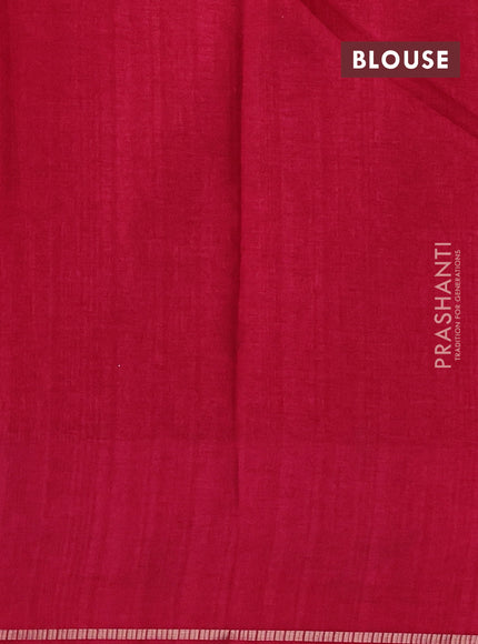 Semi tussar saree pink with allover zari checked pattern and embroidery border