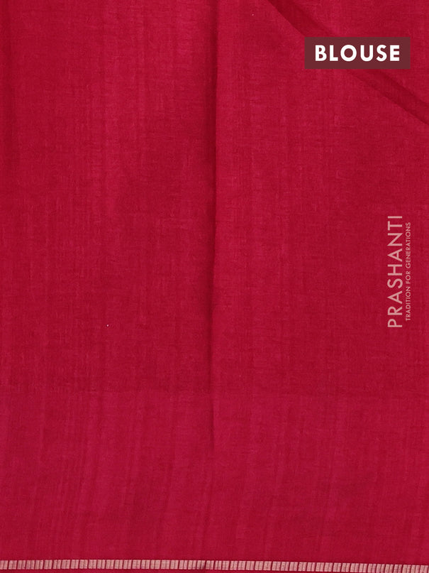 Semi tussar saree pink with allover zari checked pattern and embroidery border