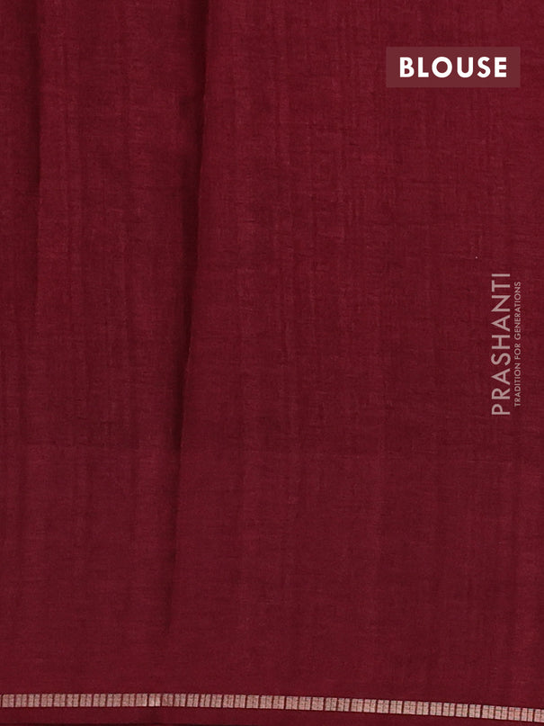 Semi tussar saree maroon with allover zari checked pattern and embroidery border