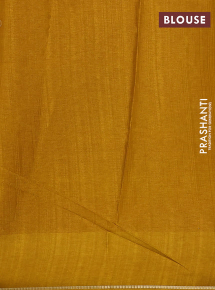 Semi tussar saree mustard yellow with allover zari checked pattern and embroidery border