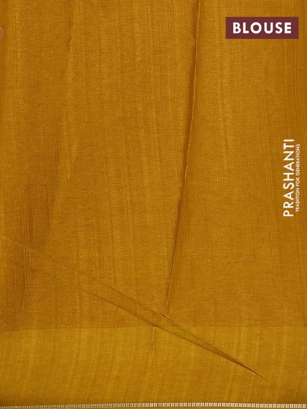 Semi tussar saree mustard yellow with allover zari checked pattern and embroidery border