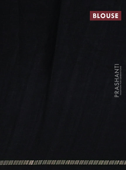 Semi tussar saree black with allover zari checked pattern and embroidery border