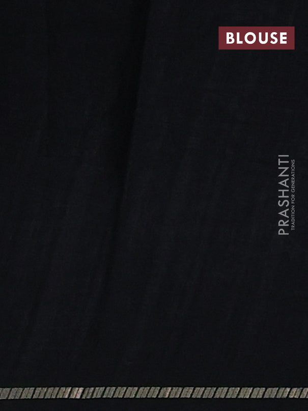 Semi tussar saree black with allover zari checked pattern and embroidery border