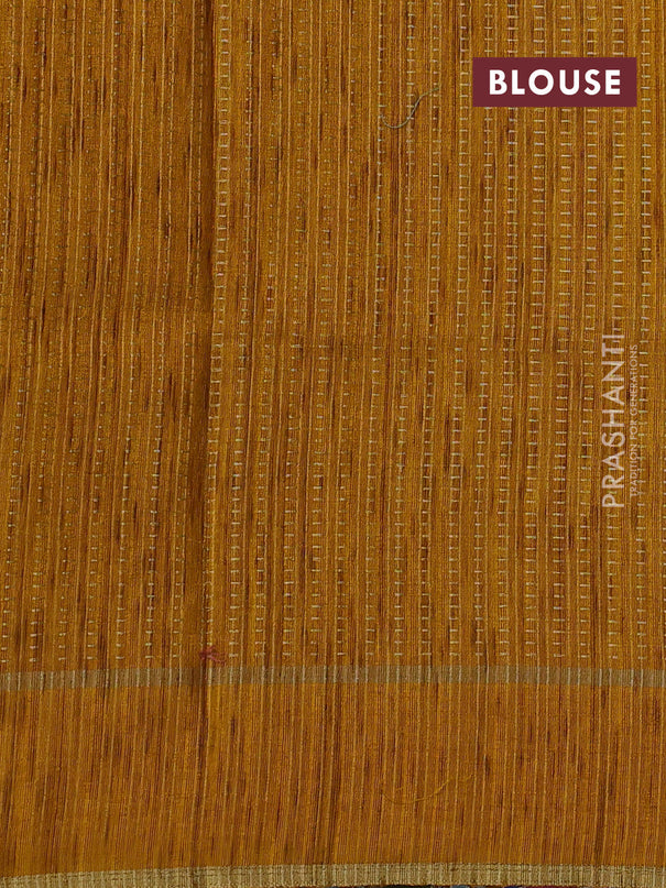 Semi tussar saree mustard yellow with zari weaves and embroidery border