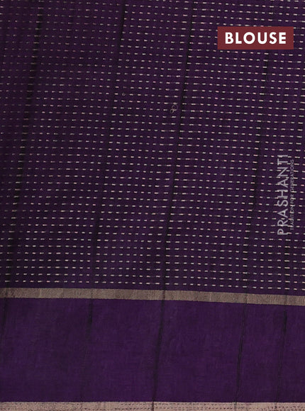 Semi tussar saree deep purple with zari weaves and embroidery border