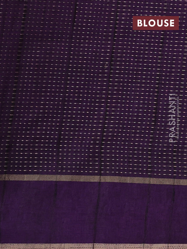 Semi tussar saree deep purple with zari weaves and embroidery border