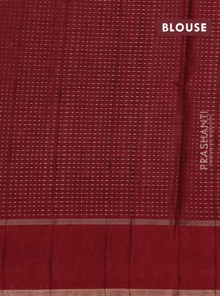 Semi tussar saree maroon with zari weaves and embroidery border