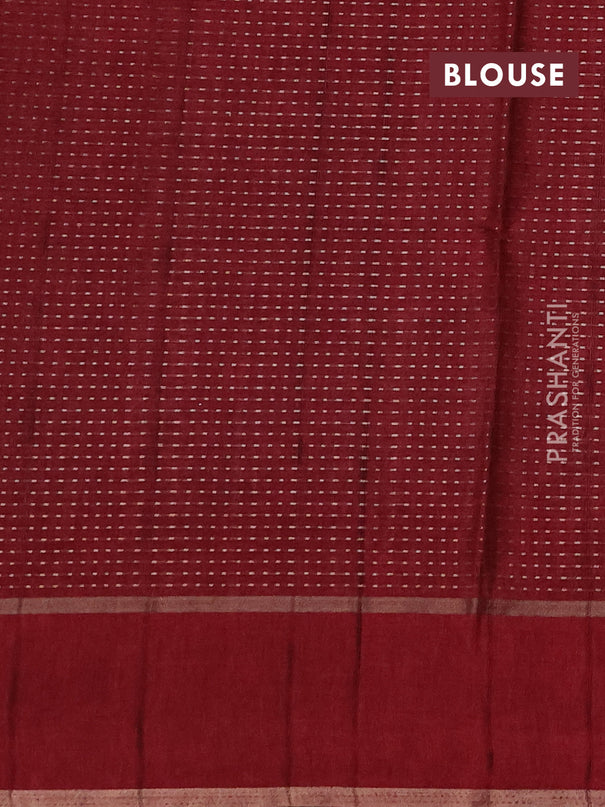 Semi tussar saree maroon with zari weaves and embroidery border
