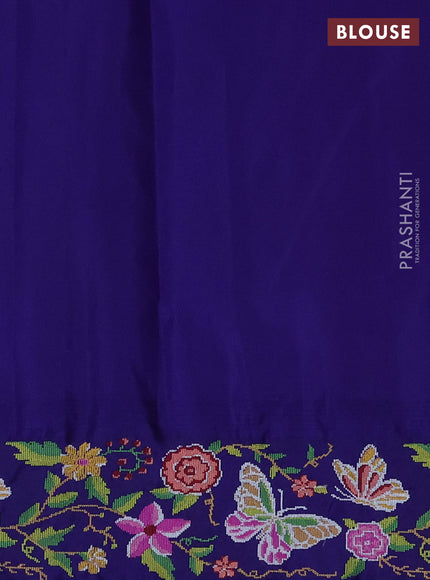 Pure gadwal silk saree pink and blue with zari woven buttas and temple design convent embroidery border