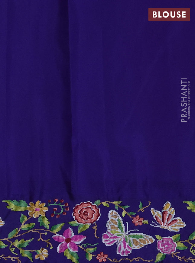 Pure gadwal silk saree pink and blue with zari woven buttas and temple design convent embroidery border