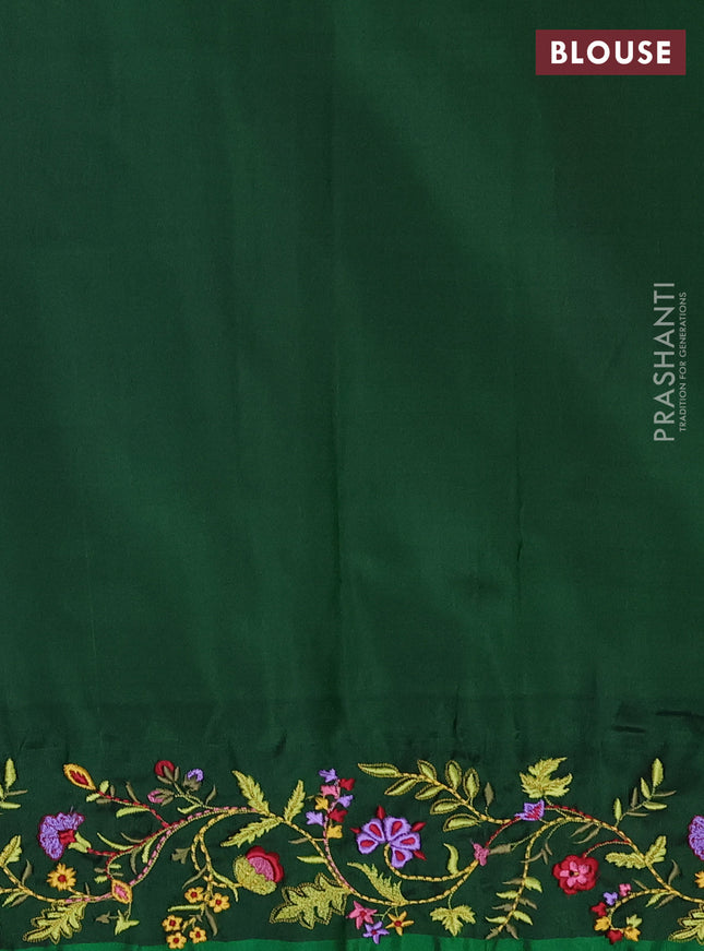 Pure gadwal silk saree orange and green with zari woven buttas and temple design embroidery border