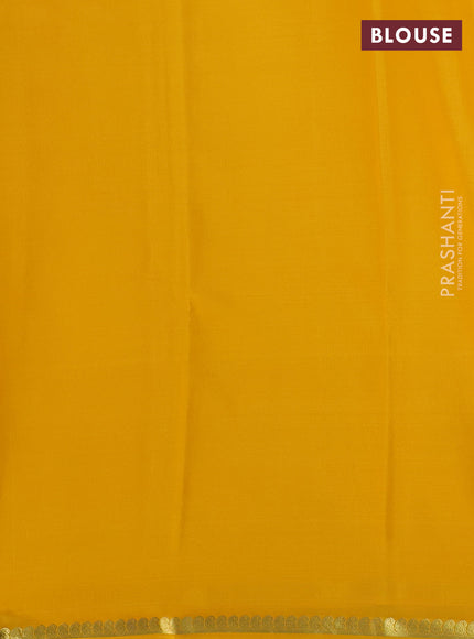 Pure mysore silk saree mango yellow with plain body and zari woven border