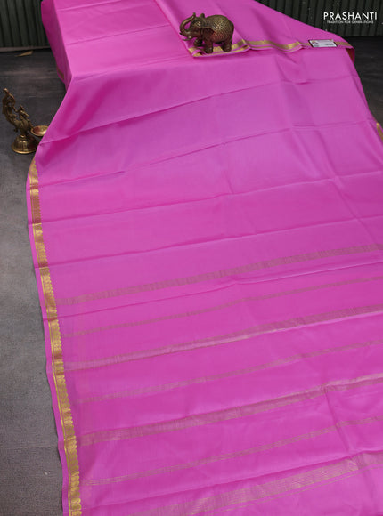 Pure mysore silk saree light pink with plain body and zari woven border