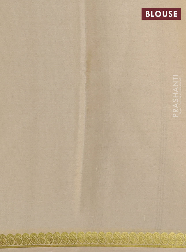 Pure mysore silk saree cream with plain body and zari woven border