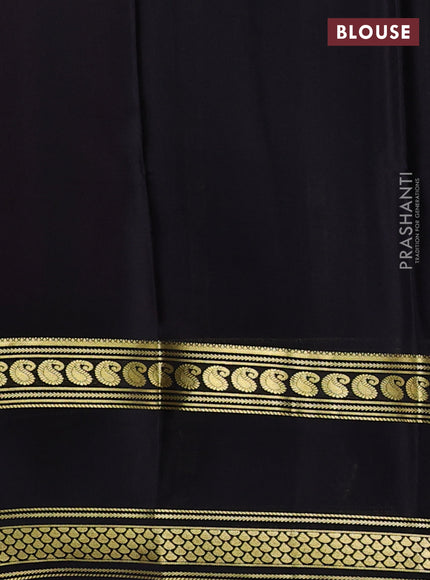 Pure mysore silk saree pink and black with plain body and rettapet zari woven border