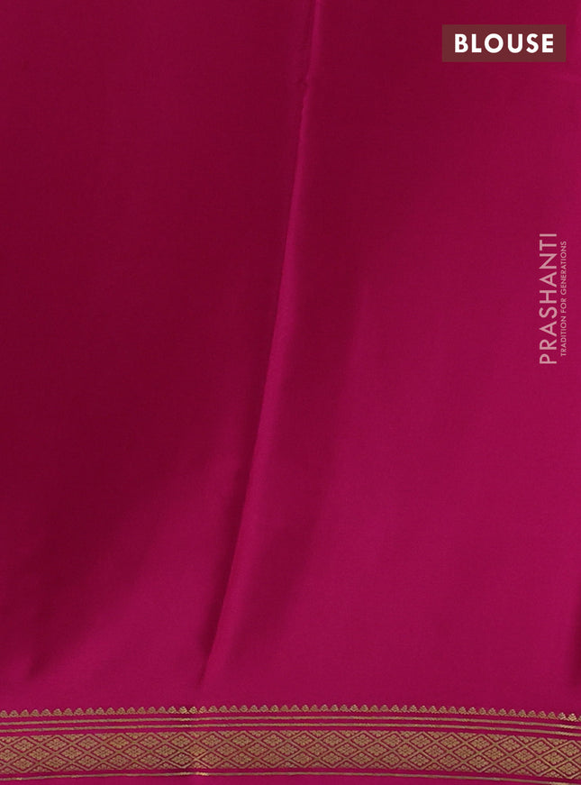 Pure mysore silk saree grey and pink with plain body and zari woven border