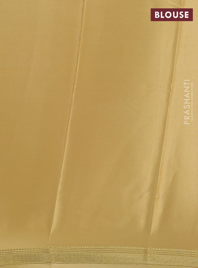 Pure mysore silk saree maroon and sandal with plain body and zari woven border