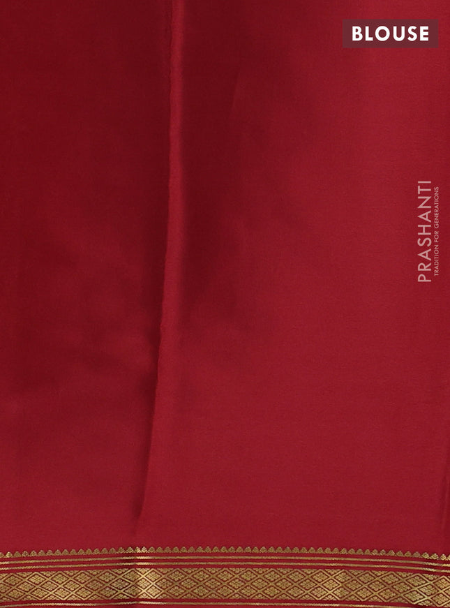 Pure mysore silk saree mustard yellow and maroon with plain body and zari woven border