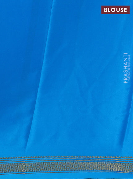 Pure mysore silk saree royal blue and blue with plain body and zari woven border