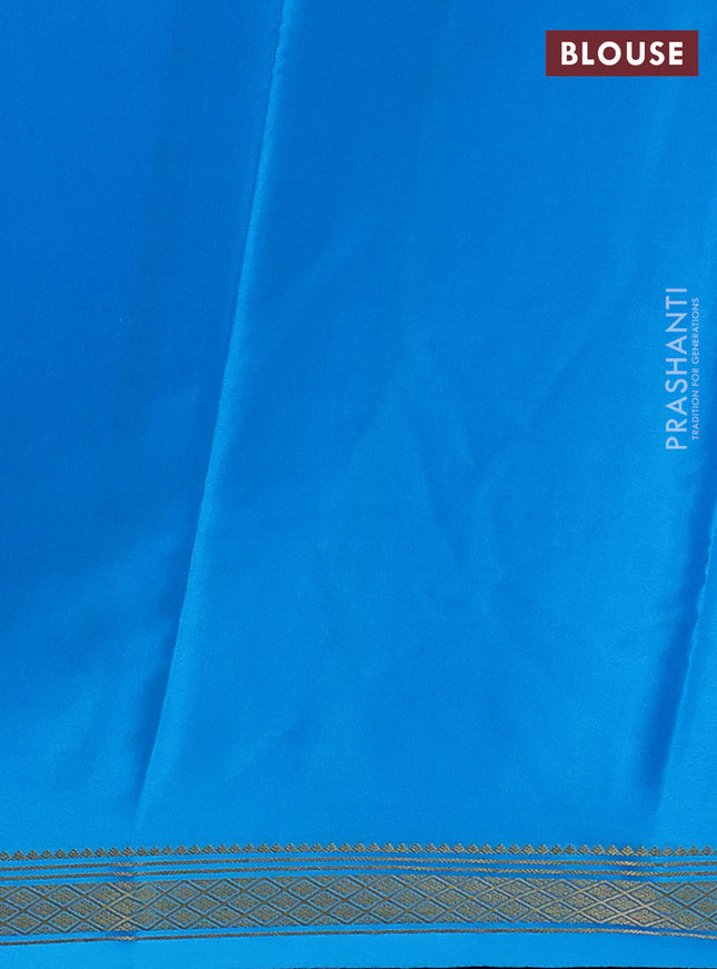 Pure mysore silk saree royal blue and blue with plain body and zari woven border