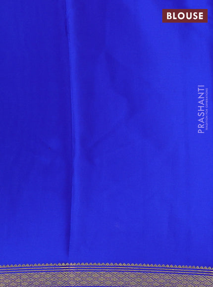 Pure mysore silk saree light blue and blue with plain body and zari woven border