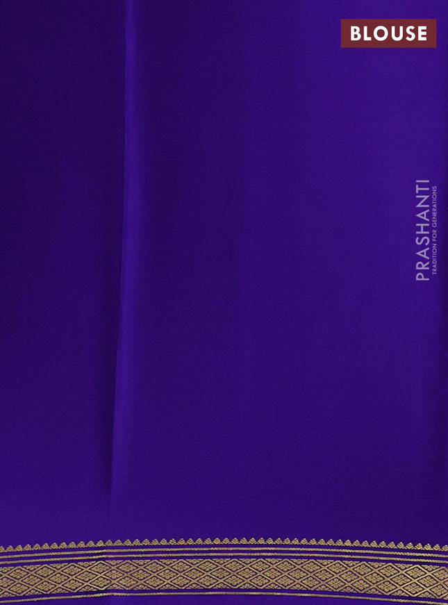 Pure mysore silk saree pink and blue with plain body and zari woven border