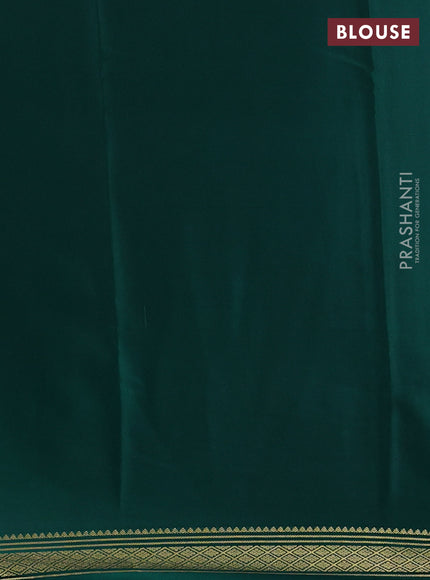 Pure mysore silk saree maroon and green with plain body and zari woven border