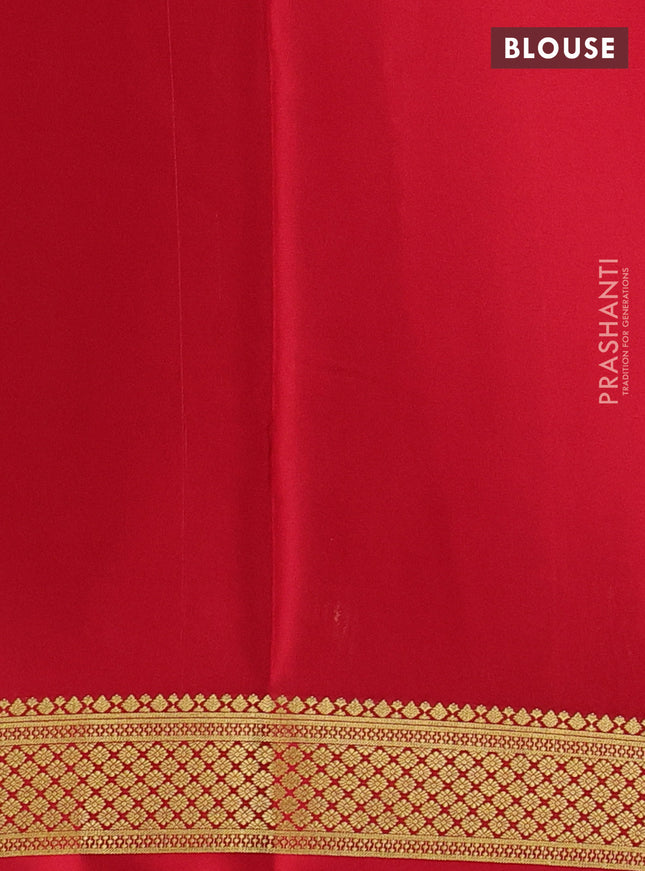 Pure mysore silk saree black and red with plain body and zari woven border
