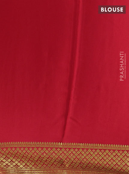 Pure mysore silk saree coffee brown and red with plain body and zari woven border