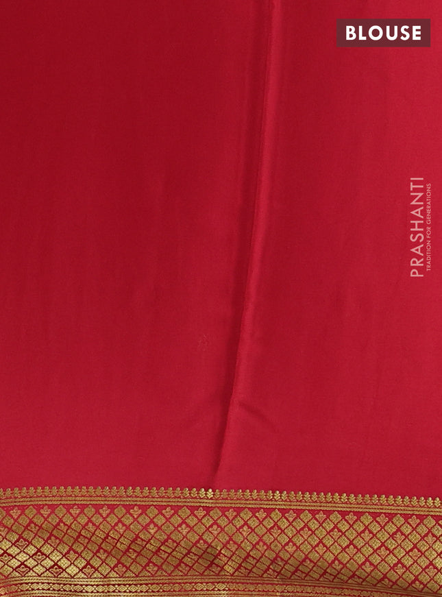 Pure mysore silk saree coffee brown and red with plain body and zari woven border