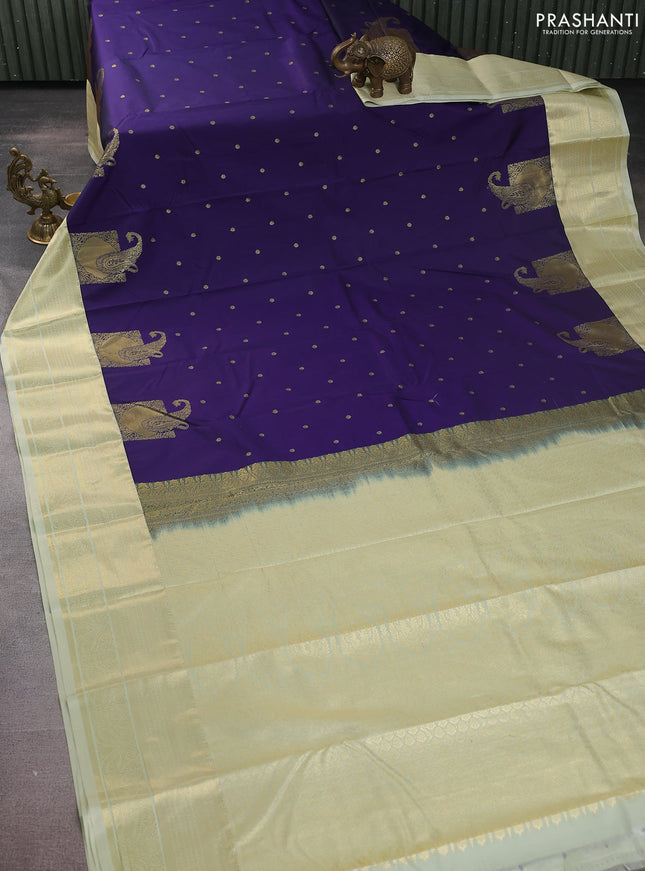 Pure mysore silk saree red and green with plain body and zari woven border