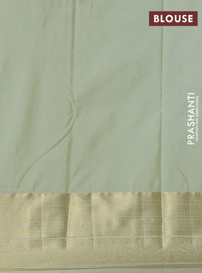 Pure mysore silk saree red and green with plain body and zari woven border