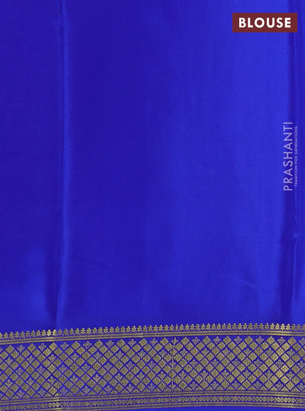 Pure mysore silk saree light blue and blue with plain body and zari woven border