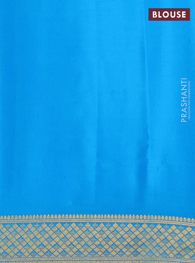 Pure mysore silk saree wine shade and cs blue with plain body and zari woven border