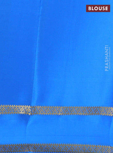 Pure mysore silk saree dark blue and blue with plain body and rettapet zari woven border