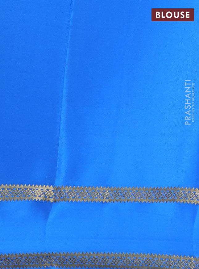Pure mysore silk saree dark blue and blue with plain body and rettapet zari woven border